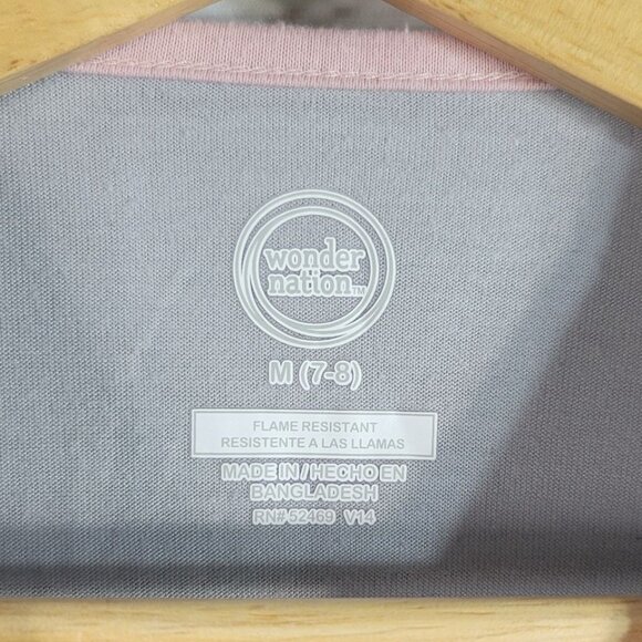 Wonder Nation Girls PJ Set Gray Pink Size 7 Medium 2 PC Koala Striped Pants READ - Picture 5 of 13